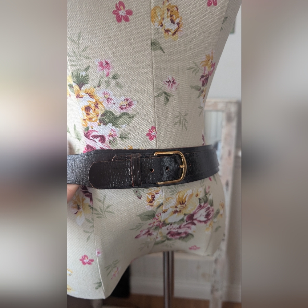 GENUINE Leather brown Belts with Gold Buckles - Picture 3 of 8
